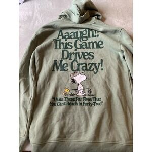 Unisex Kids XL Peanuts Snoopy Woodstock Hoodie Pullover Green Boys Girls NWOT